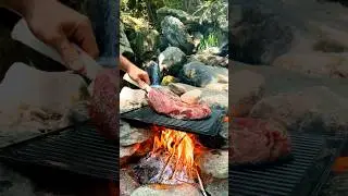 Epic Tomahawk Steak & Fire-Roasted Spicy Mayo | Streamside Cooking #DryAgedSteak #SmokySpicyMayo