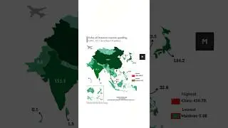 Value of domestic tourism spending #shorts #maps #tourism #china #india #thailand #australia #japan