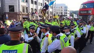 Police deal with Extinction Rebellion activists in the City of London