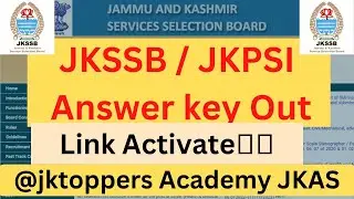 JKSSB/JKPSI Answer Key Out Today || Link Activate || How to do Check ||