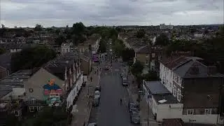 Evering Road, flying over Rectory Road Overground Station