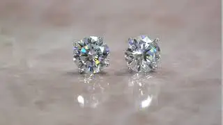Lab created Diamond Earrings in Solid White Gold Studs