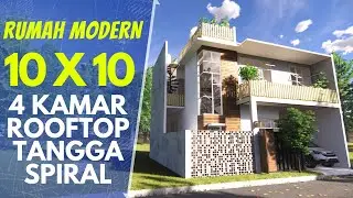 Desain Rumah 10x10 dengan Rooftop Garden