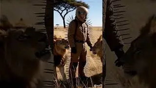 can this save you from lion attack?😱 #survival #lions #funnyvideo #climbinglions #lionswatch
