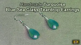 Yinahawaii Handmade Silver Wire wrapped Turquoise Blue Sea Glass Teardrop Earrings REVIEW