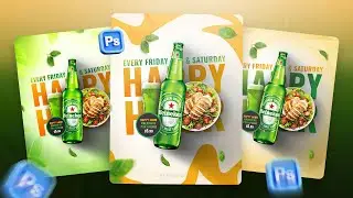 How to Design a Heineken Drink Ad Poster | Modern Design Idea | Photoshop Tutorial
