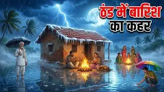 बारिश में कँपकँपाती ठंड 😱 | Thand Aur Baarish Ka Kahar | Emotional Cartoon Kahani #garibkikahaniya 