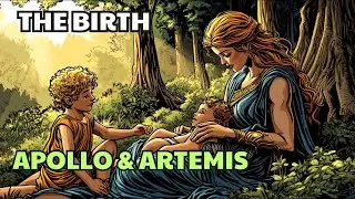 The Birth of Apollo and Artemis in comic: Battle Against Terrible Serpent Python - Greek Mythology