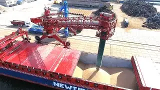 Sea Cargo Port. Loading of the vessel with grain. Grain exports from Russia.