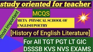 META- PHYSICAL SCHOOL OF ENGLISH POETRY !! HISTORY OF ENGLISH LITERATURE!!