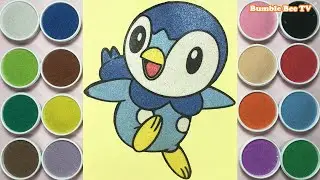 COLORED POK&Eacute;MON PIPLUP SAND PAINTING SO CUTE/TRANH C&Aacute;T POKEMON PIPLUP/LEARN COLORS/ART/BUMBLE BEE TV