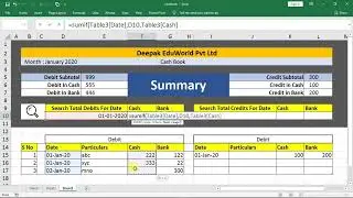 Create Fully Automatic Cash Book in Excel in Hindi || Excel Cashbook Day Book in Excel #excel #tips