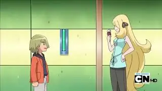 Trip thinking he can beat Cynthia as she eats her ice cream-English Dubbed HD