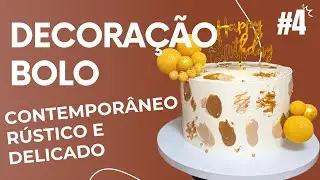 Decoração de Bolo Contemporâneo em Buttercream | Bolo Marrom para Chá Revelação