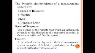 UNIT I   Dynamic Characteristics of Measuring Instrument