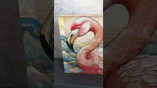 Vibrant Pink Flamingo Artwork on 1-Inch Acrylic Glass #oceanicart #pinkflamingos  #coastalcreativity