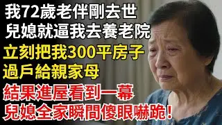 我72歲老伴剛去世，兒媳就逼我去養老院，立刻把我300平房子，過戶給親家母，結果進屋看到一幕，兒媳全家瞬間傻眼嚇跪！#晚年生活#中老年生活#為人處世#生活經驗#情感故事#幸福人生