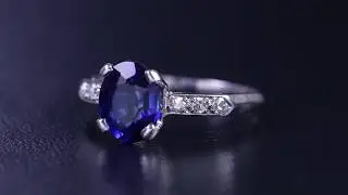 VINTAGE SAPPHIRE DIAMOND ENGAGEMENT RING PLATINUM 2CT SAPPHIRE