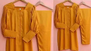 Designer Kurti With Cuff Sleeves Design Cutting Stitching In Hindi/ Button Cuff Sleeves/Loops Neck