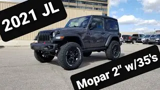 Установка подъемника Jeep Wrangler 2 Door Willys JL Mopar 2021 года с 35-дюймовыми дисками и тест...