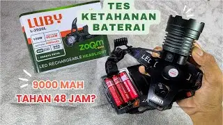 TES DURASI MENYALA SENTER KEPALA PALING TERANG DAN TAHAN LAMA versi LUBY #senterkepala #lampu