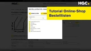 Tutorial HGC Online-Shop: Bestelllisten