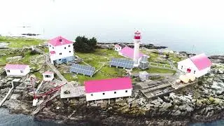 Inch By Inch Vancouver Island Series -Fly over wonderful Entrance island Lighthouse Aerial View.