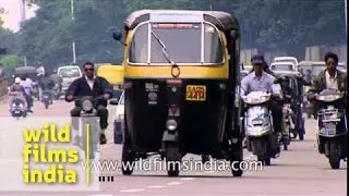 Busy traffic moves through Bangalore city