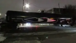 2-Engine CSX Freight Train Crosses Street in Baltimore MD
