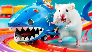 Hamster Escapes from Maze Race Track with Shark | Hamster Maze