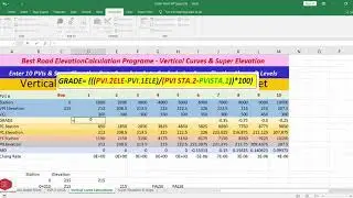 Road Elevation Calculation Program. Vertical Curves & Super Elevations