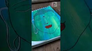 Buddha painting#artist #art #artwork #creative #craft #painting #watercolor #fabric #green #buddha