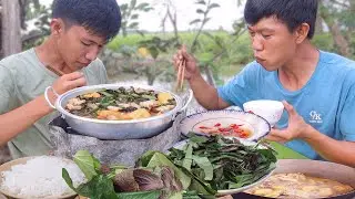 Làm Nồi Lẩu Ếch Đồng Nấu Chuối Ăn Kèm Rau Này Cực Ngon | VTNam Vlog #29