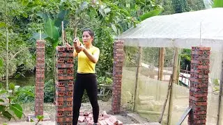 Building Pillars With Bricks, Forge construction - Alone building farm off grid | Ut's farm