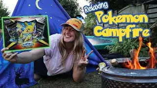 Relaxing pokemon camp fire opening tcg shining fates pikachu V card box!
