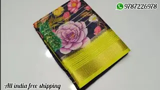 ❤‍🔥😍 Премиум качество, цифровой цветочный узор, майсурское креповое шелковое сари ❤ Бесплатная до...