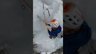Building an Anchor while Preparing a V-Thread for rappelling #iceclimbing #climbing #mountains
