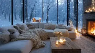 Cozy Winter Fireplace Piano Ambience  Tranquil White Room with Crackling Fire for Meditation & Focus