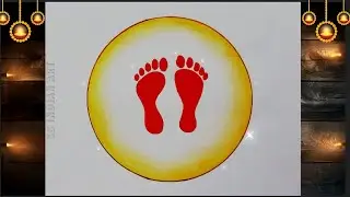 Laxmi Charan Drawing | Laxmi footprint drawing | Diwali drawing | Circle drawing | chitra