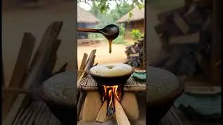 Firewood Caramelized Banana on Banana Leaf 🍌🔥 | Pure Village Dessert ASMR #banana #bannavlog