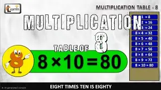 Eight table | 8 Table song | Eight time table | Multiplication tables for children | elearnin