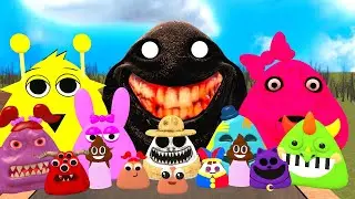 🌀SPARTAN KICKING POU BOU FAMILY FROM BOUS REVENGE Of POU and SPRUNKI POU in BIG MAZE Garrys Mod!