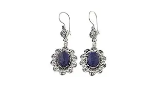 Ottoman Silver Jewelry Lapis Filigree Flower Earrings