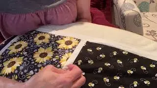 Hand Stitching more on the Sunflower quilt.