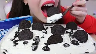 ASMR OREO CREAM CAKE + Cookies & Milk (SOFT & CRUNCHY Eating Sounds)