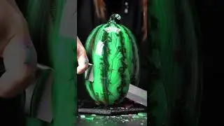 Satisfying Crystal watermelon Cutting in Slow Motion | ASMR Glass Slice  #satisfying #fruitcutting