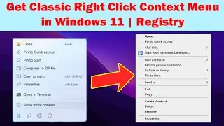 Restore Old Right Click Menu in Windows 11 via Registry Editor