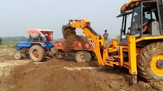 Jcb 3dx eco working with Sonalika rx47 !! eicher 380 !! Villageforwork 2024