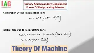 Primary And Secondary Unbalanced Forces Of Reciprocating Masses (Hindi) | Theory Of Machine