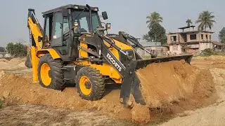 Escorts Backhoe Loader Leveling ground - Dozer Making Football Ground - Dozer Video
